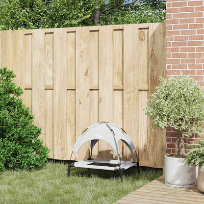 Erhöhtes Hundebett Mit Abnehmbarem Dach Silber Grau Stahl