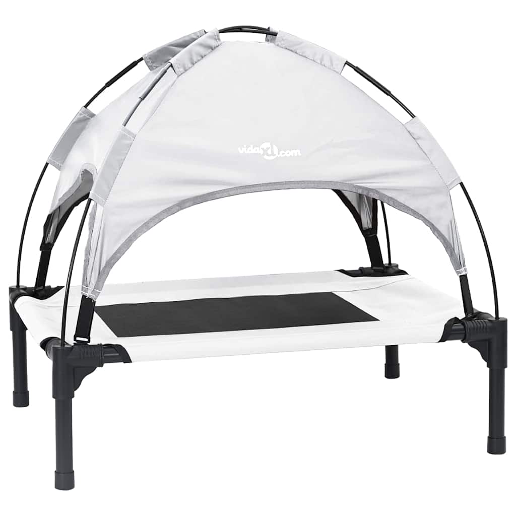 Erhöhtes Hundebett Mit Abnehmbarem Dach Silber Grau Stahl