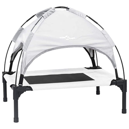 Erhöhtes Hundebett Mit Abnehmbarem Dach Silber Grau Stahl