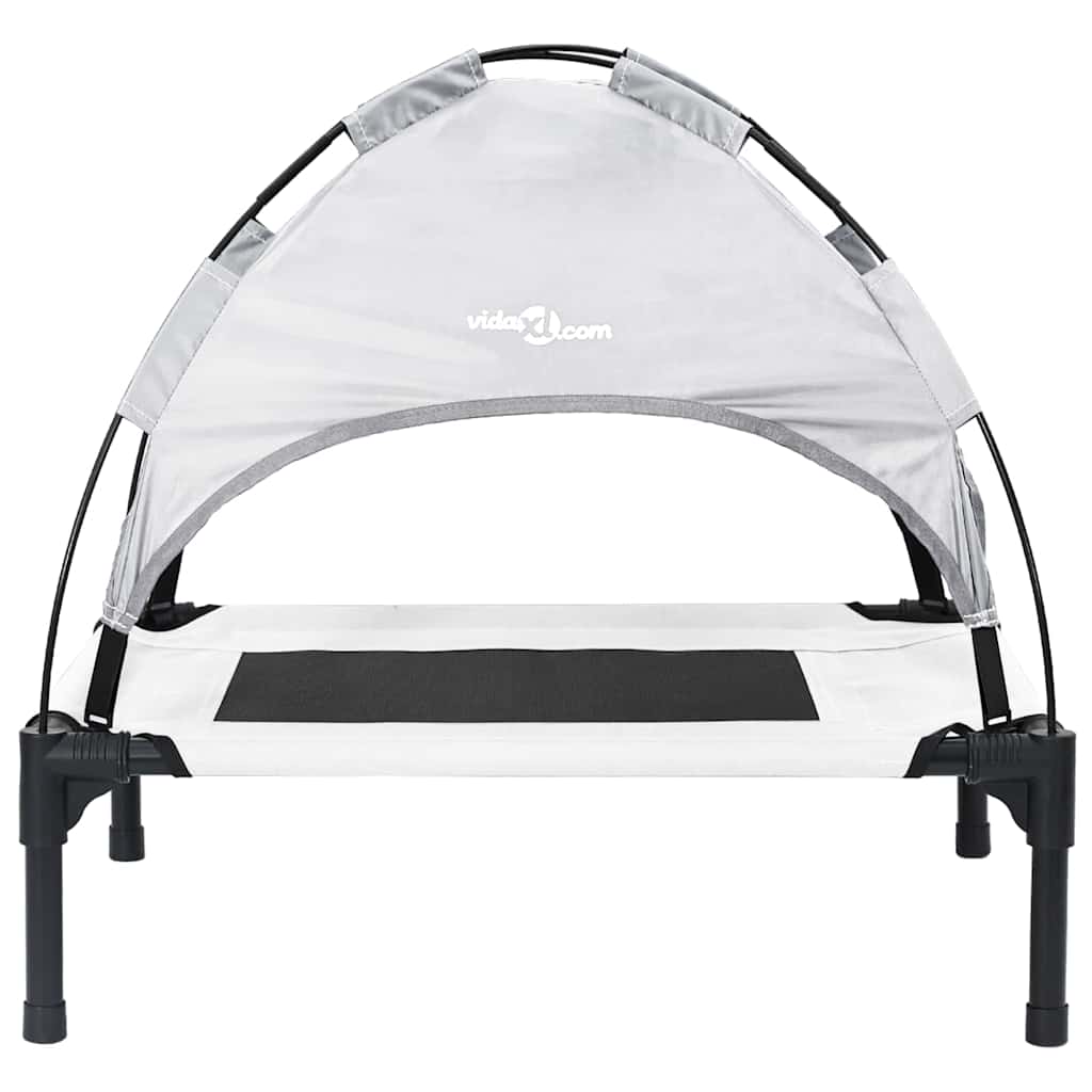 Erhöhtes Hundebett Mit Abnehmbarem Dach Silber Grau Stahl