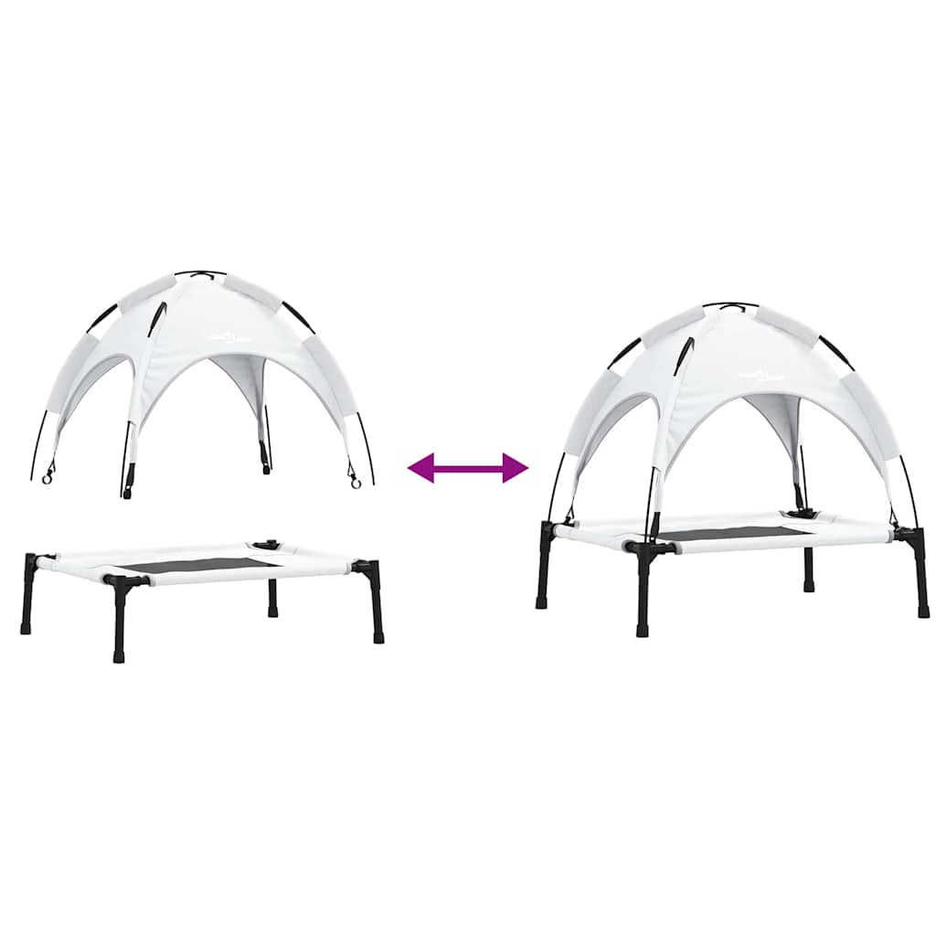 Erhöhtes Hundebett Mit Abnehmbarem Dach Silber Grau Stahl