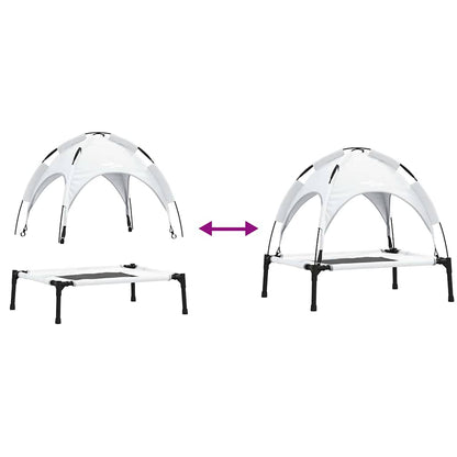 Erhöhtes Hundebett Mit Abnehmbarem Dach Silber Grau Stahl