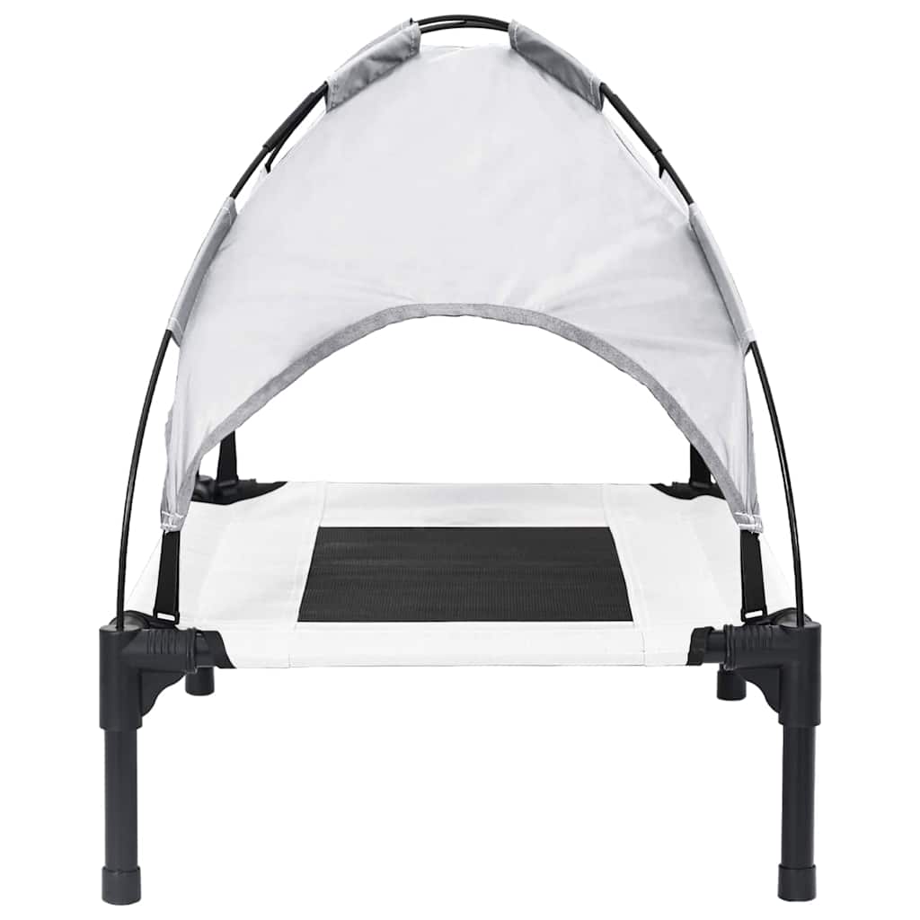 Erhöhtes Hundebett Mit Abnehmbarem Dach Silber Grau Stahl