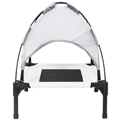 Erhöhtes Hundebett Mit Abnehmbarem Dach Silber Grau Stahl