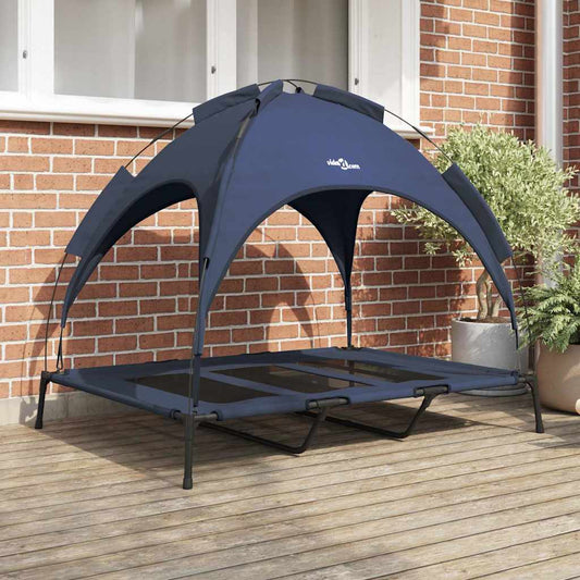 Erhöhtes Hundebett Mit Abnehmbarem Dach Marine Blau Xl Stahl