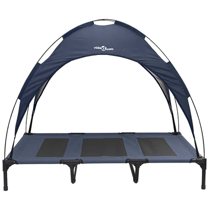 Erhöhtes Hundebett Mit Abnehmbarem Dach Marine Blau Xl Stahl
