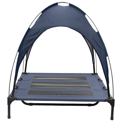 Erhöhtes Hundebett Mit Abnehmbarem Dach Marine Blau Xl Stahl