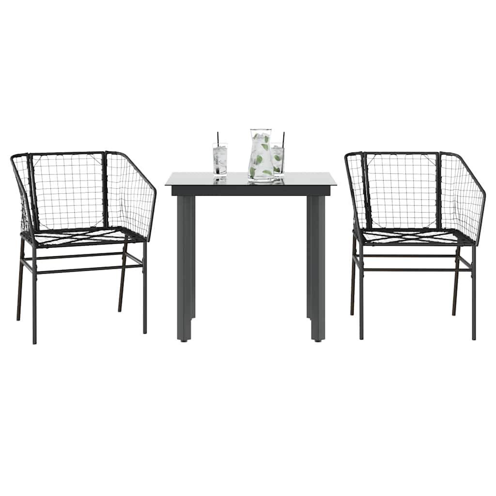 9-Tlg. Garten-Essgruppe Mit Kissen Schwarz Poly Rattan Glas
