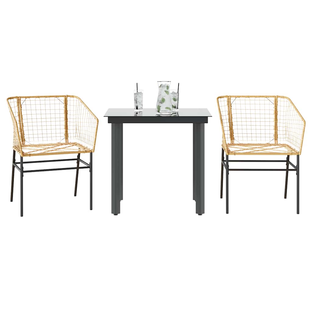 9-Tlg. Garten-Essgruppe Mit Kissen Schwarz Poly Rattan Glas