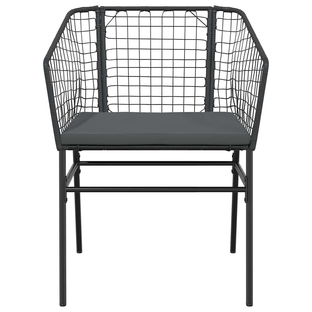 9-Tlg. Garten-Essgruppe Mit Kissen Schwarz Poly Rattan Glas
