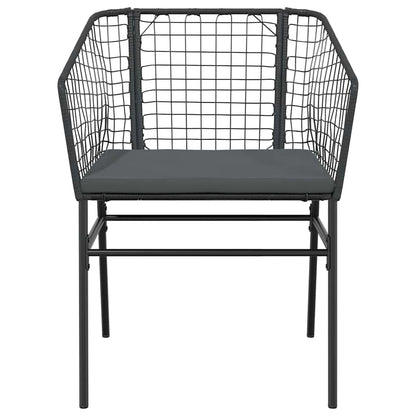 9-Tlg. Garten-Essgruppe Mit Kissen Schwarz Poly Rattan Glas