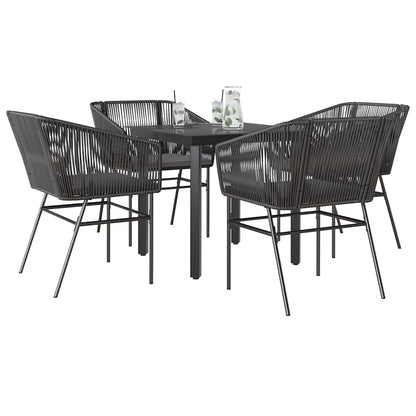 9-Tlg. Garten-Essgruppe Mit Kissen Poly Rattan Glas