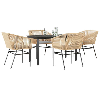 9-Tlg. Garten-Essgruppe Mit Kissen Poly Rattan Glas