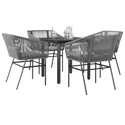 9-Tlg. Garten-Essgruppe Mit Kissen Poly Rattan Glas