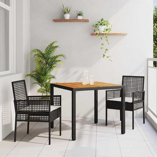 Essplatz Set Mit 3 Teilen Schwarz Holz Langlebig Patio-Möbel
