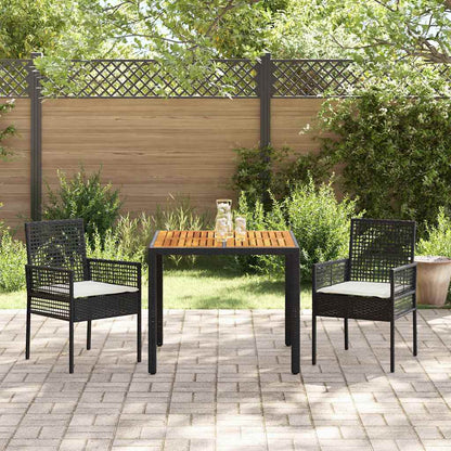 Essplatz Set Mit 3 Teilen Schwarz Holz Langlebig Patio-Möbel