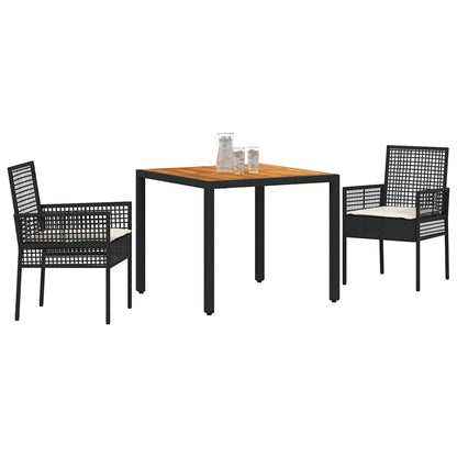 Essplatz Set Mit 3 Teilen Schwarz Holz Langlebig Patio-Möbel