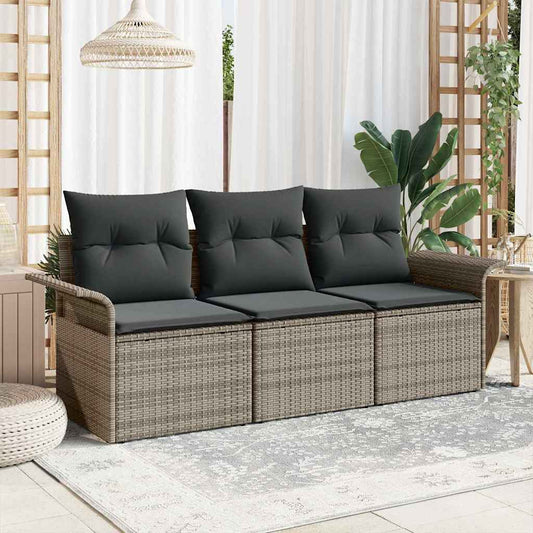 3-Teilige Garten Sofa Set Mit Kissen Poly Rattan