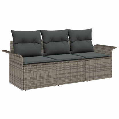3-Teilige Garten Sofa Set Mit Kissen Poly Rattan