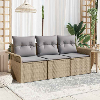 3-Teilige Garten Sofa Set Mit Kissen Poly Rattan