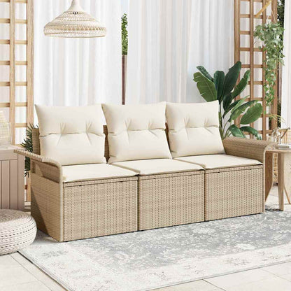 3-Teilige Garten Sofa Set Mit Kissen Poly Rattan