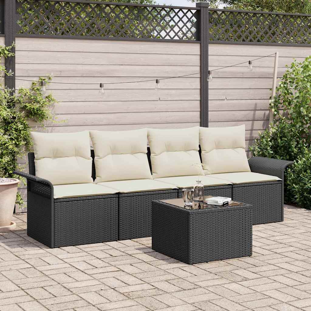 5-Teiliges Garten-Sofa-Set Mit Kissen In Aus Poly Rattan