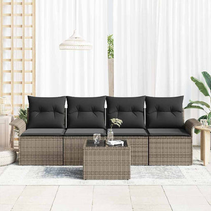 5-Teiliges Garten-Sofa-Set Mit Kissen In Aus Poly Rattan