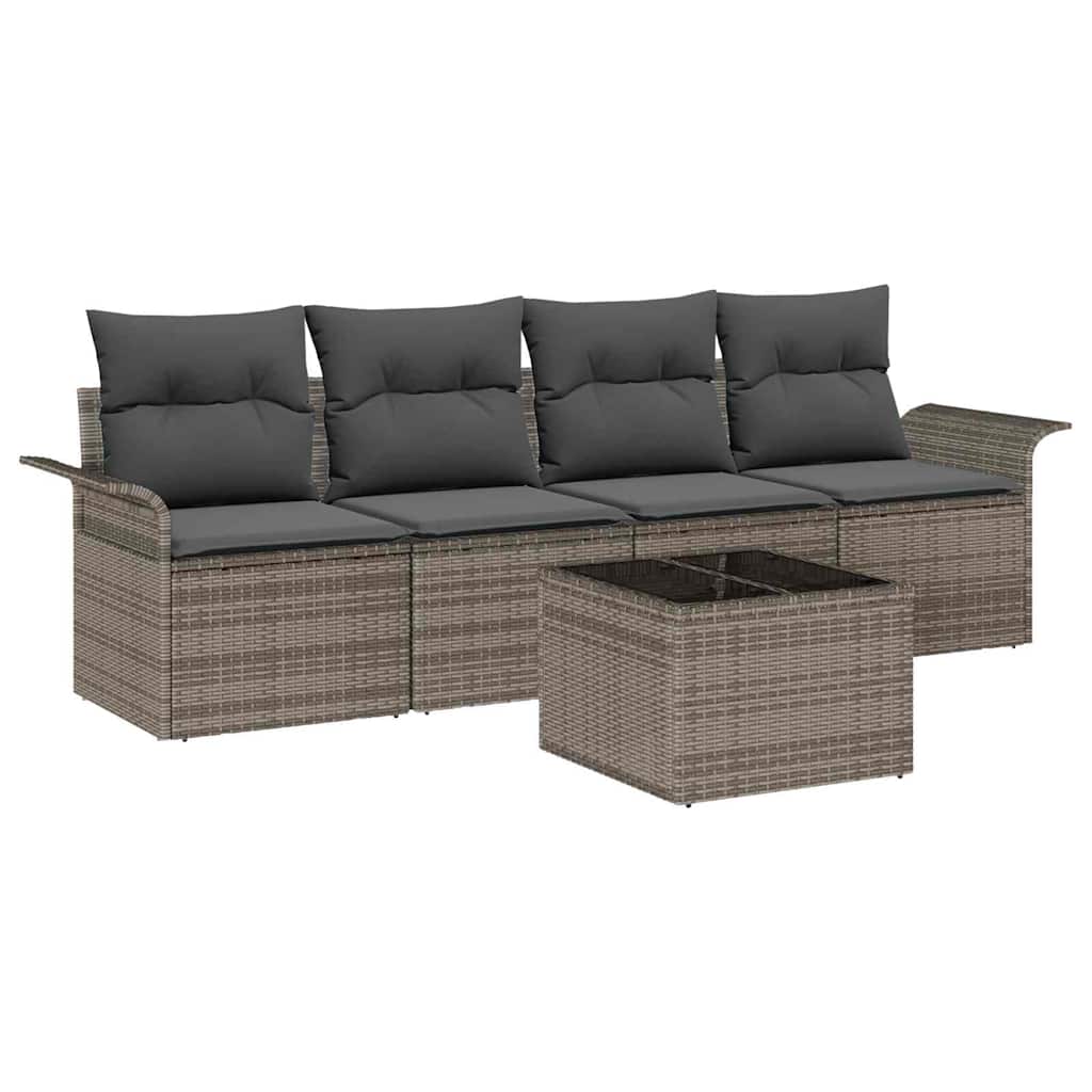 5-Teiliges Garten-Sofa-Set Mit Kissen In Aus Poly Rattan