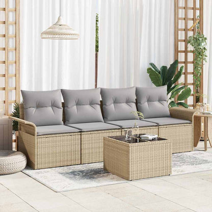 5-Teiliges Garten-Sofa-Set Mit Kissen In Aus Poly Rattan