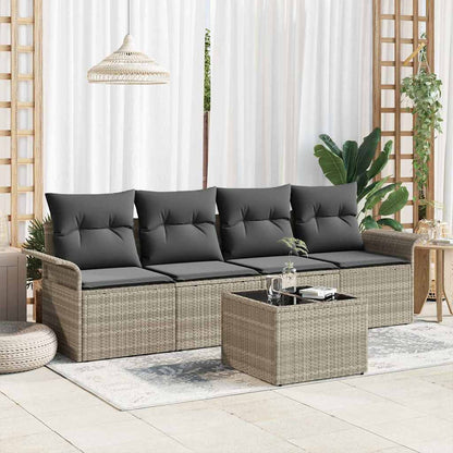 5-Teiliges Garten-Sofa-Set Mit Kissen In Aus Poly Rattan