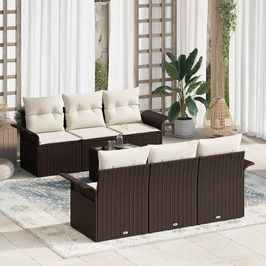 7-Teiliges Gartensofa-Set Mit Kissen In Aus Poly-Rattan