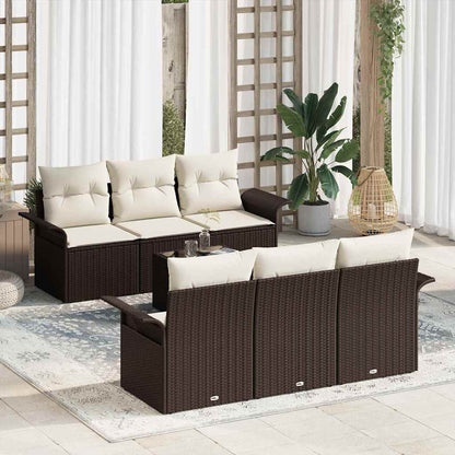 7-Teiliges Gartensofa-Set Mit Kissen In Aus Poly-Rattan