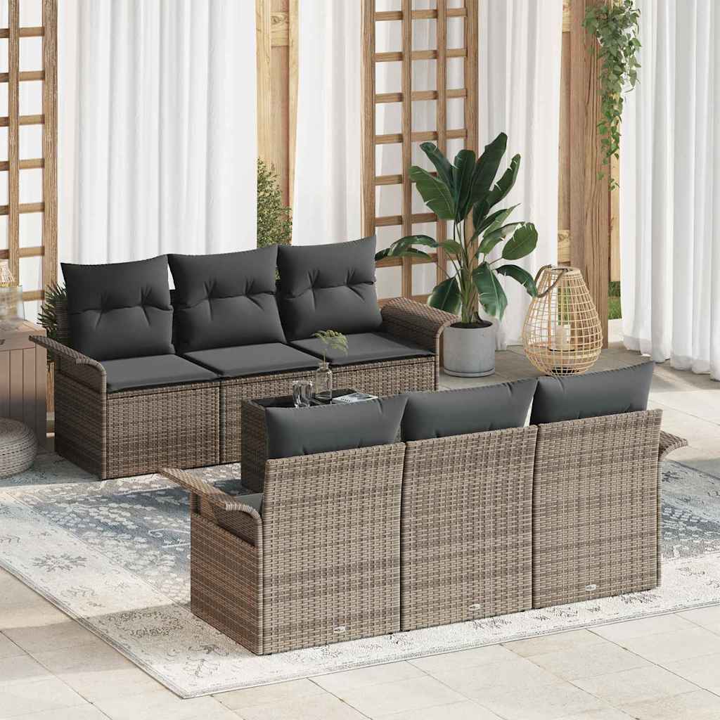 7-Teiliges Gartensofa-Set Mit Kissen In Aus Poly-Rattan