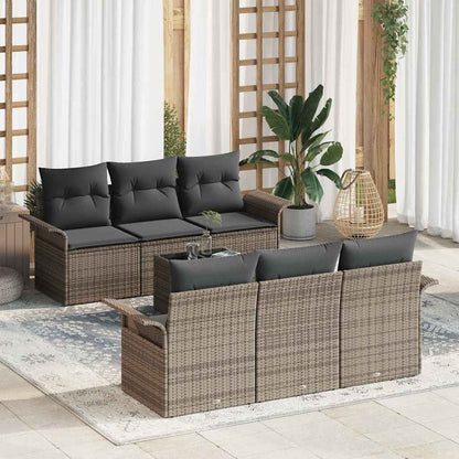 7-Teiliges Gartensofa-Set Mit Kissen In Aus Poly-Rattan