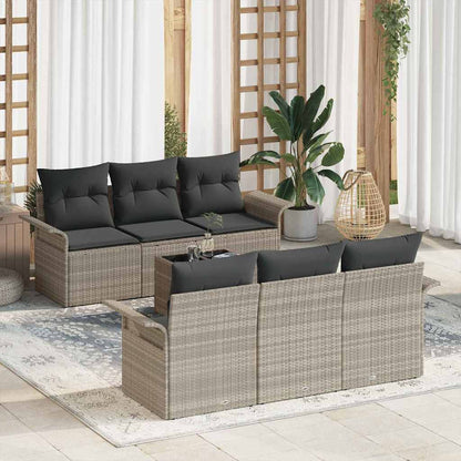 7-Teiliges Gartensofa-Set Mit Kissen In Aus Poly-Rattan