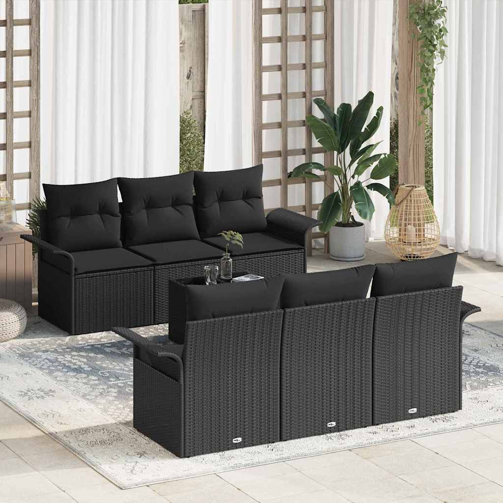 7-Teiliges Gartensofa-Set Mit Kissen In Aus Poly-Rattan