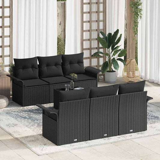 7-Teiliges Gartensofa-Set Mit Kissen In Aus Poly-Rattan
