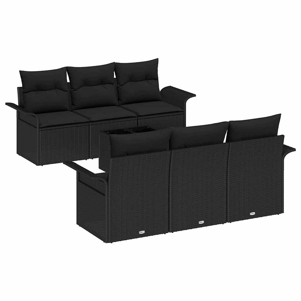 7-Teiliges Gartensofa-Set Mit Kissen In Aus Poly-Rattan