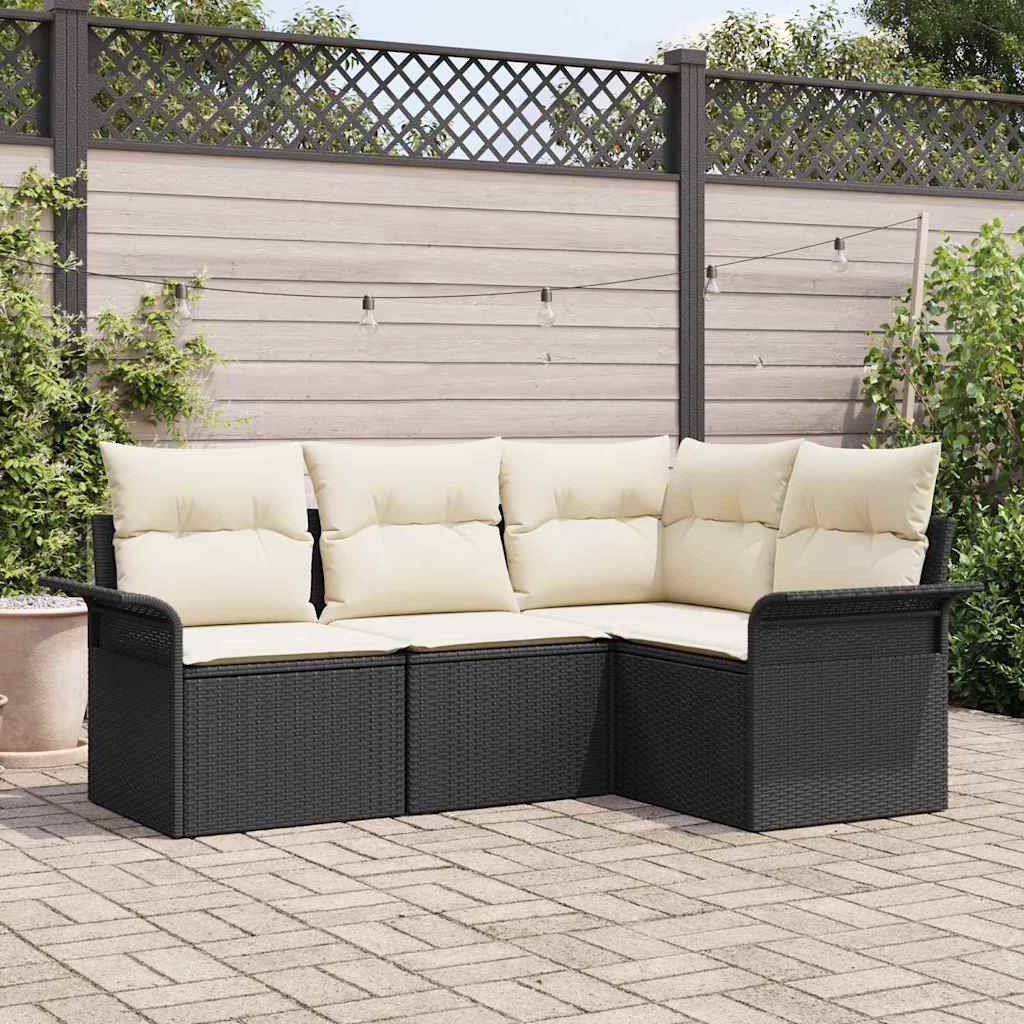 5-Teiliges Garten-Sofa-Set Mit Kissen Beige Poly-Rattan