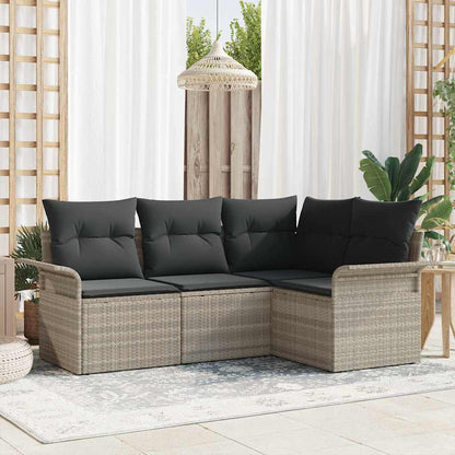 5-Teiliges Garten-Sofa-Set Mit Kissen Beige Poly-Rattan