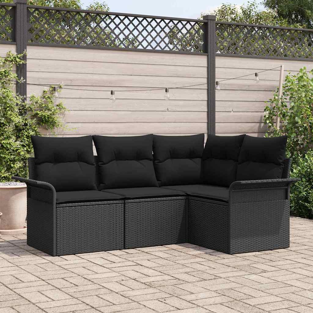 5-Teiliges Garten-Sofa-Set Mit Kissen Beige Poly-Rattan
