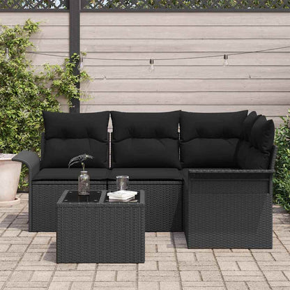 5-Teiliges Garten-Sofa-Set Mit Kissen Beige Poly-Rattan