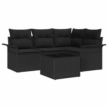 5-Teiliges Garten-Sofa-Set Mit Kissen Beige Poly-Rattan