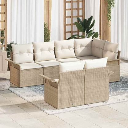 7-Teiliges Garten-Sofa-Set Mit Kissen Poly-Rattan