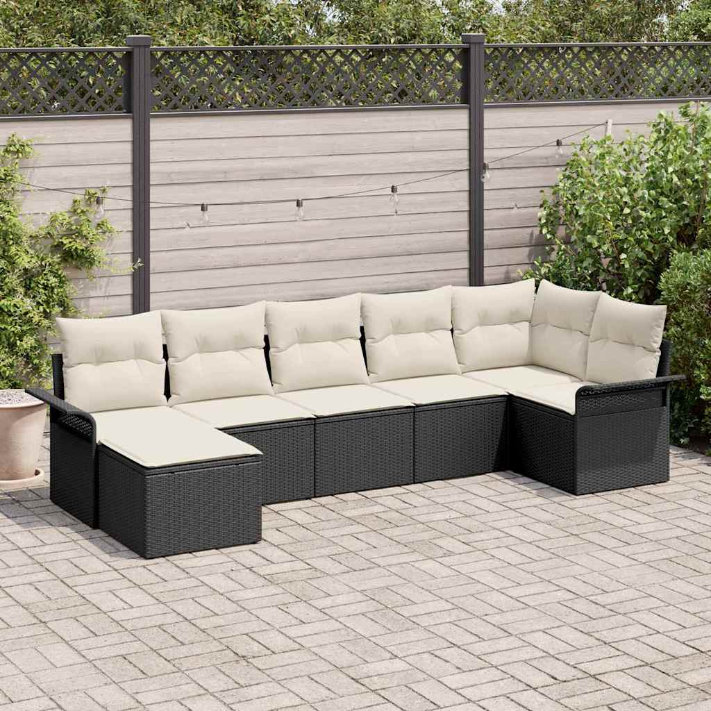 8-Teiliges Garten Sofa Set Mit Kissen Beige Poly-Rattan