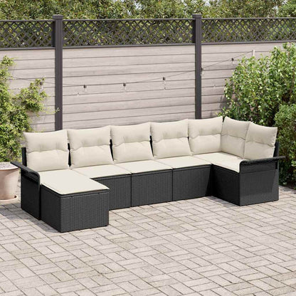 8-Teiliges Garten Sofa Set Mit Kissen Beige Poly-Rattan