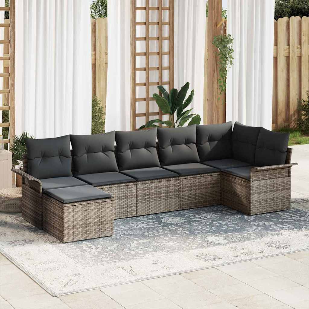 8-Teiliges Garten Sofa Set Mit Kissen Beige Poly-Rattan