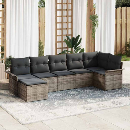 8-Teiliges Garten Sofa Set Mit Kissen Beige Poly-Rattan