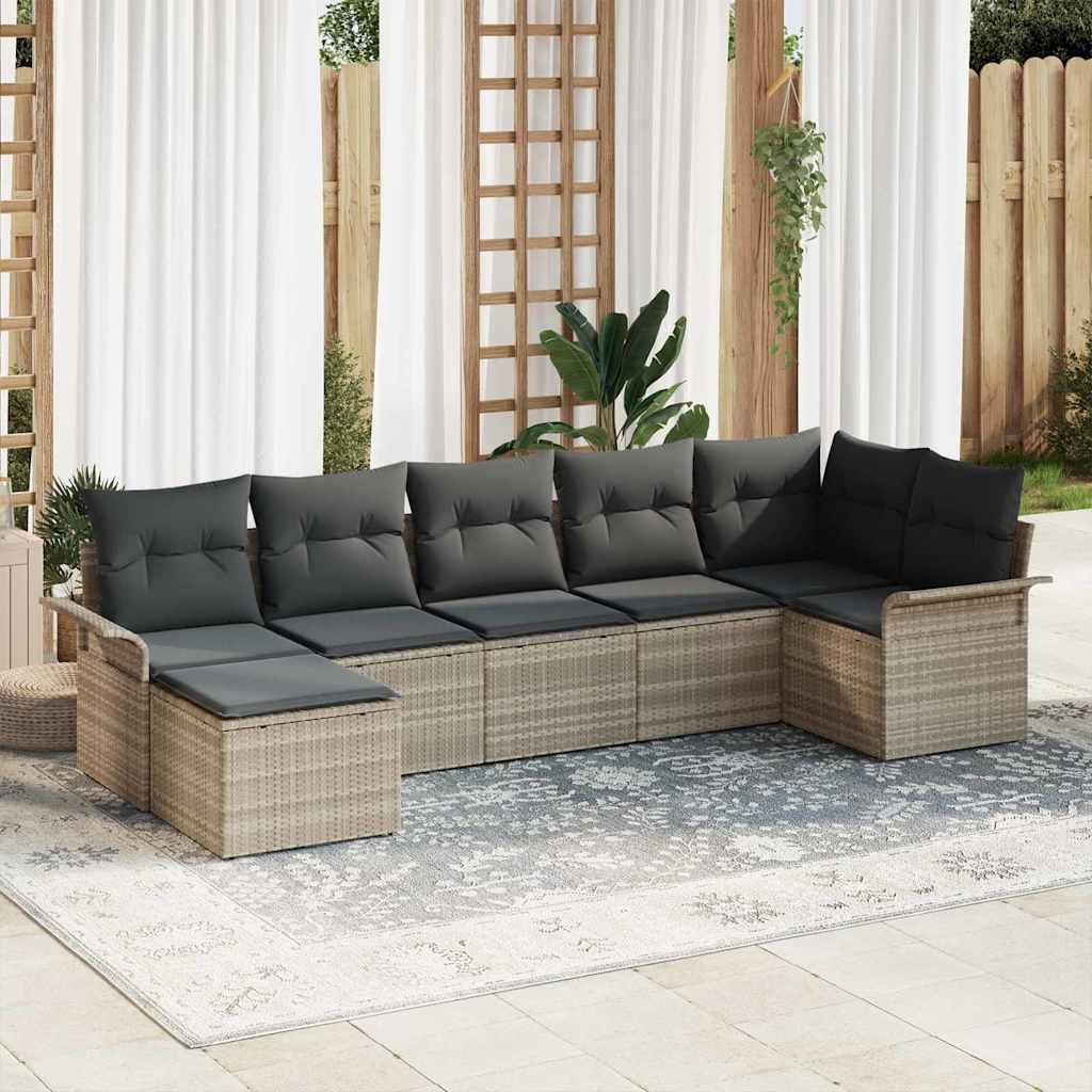 8-Teiliges Garten Sofa Set Mit Kissen Beige Poly-Rattan