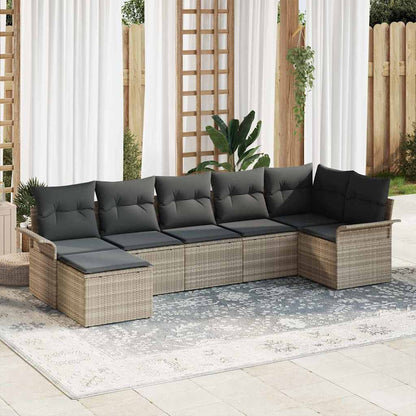8-Teiliges Garten Sofa Set Mit Kissen Beige Poly-Rattan